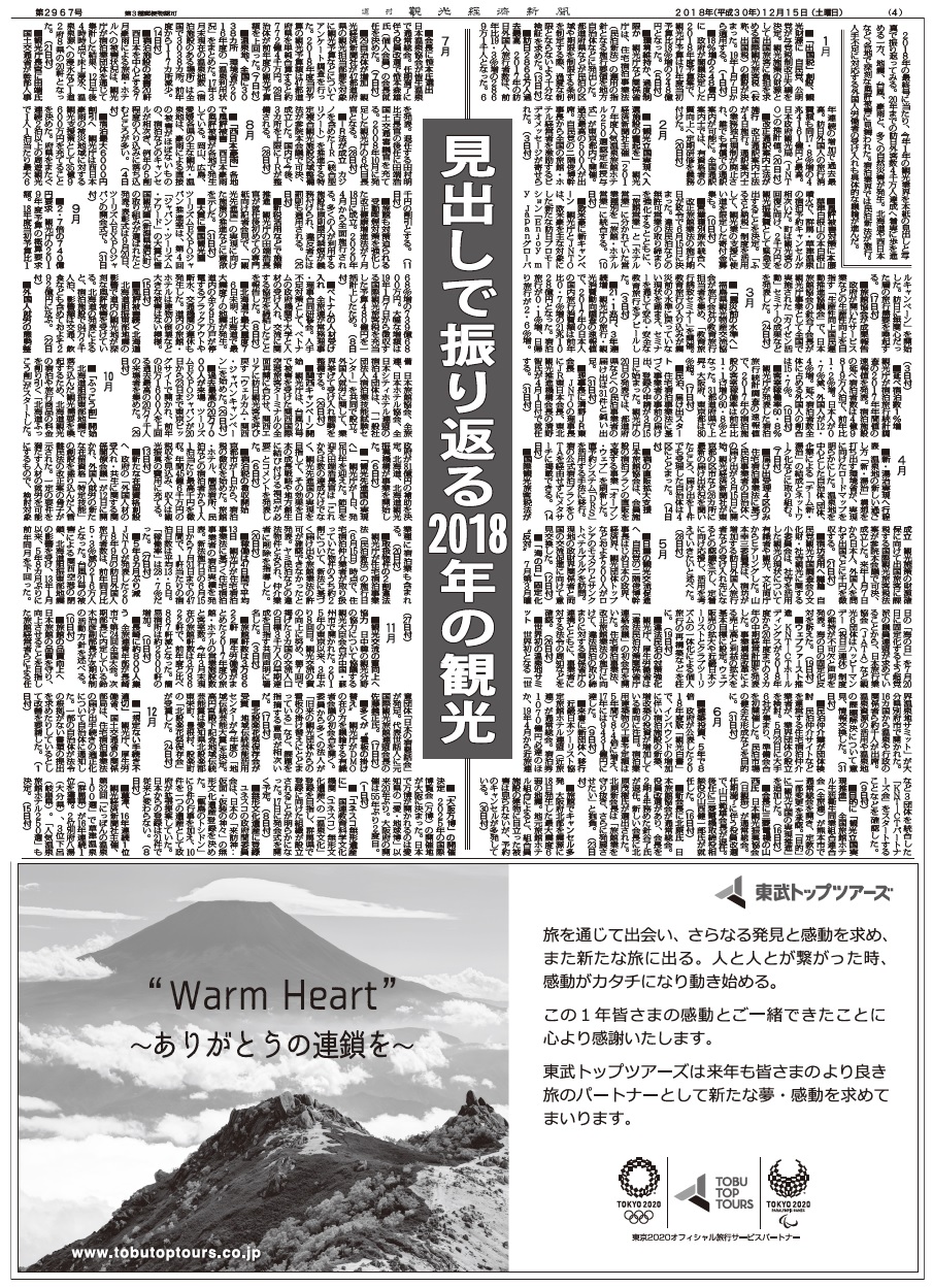 特集 見出しで振り返る18年の観光 観光経済新聞